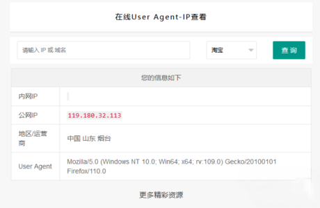PHP本地接口源码网站在线IP-UA查询