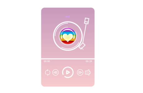 网页粉色渐变音乐播放器效果html源码分享