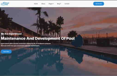 泳池专业清洁服务公司网站模板分享