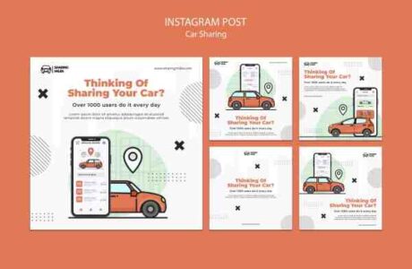 Photoshop 共享汽车服务宣传INS模板免费分享